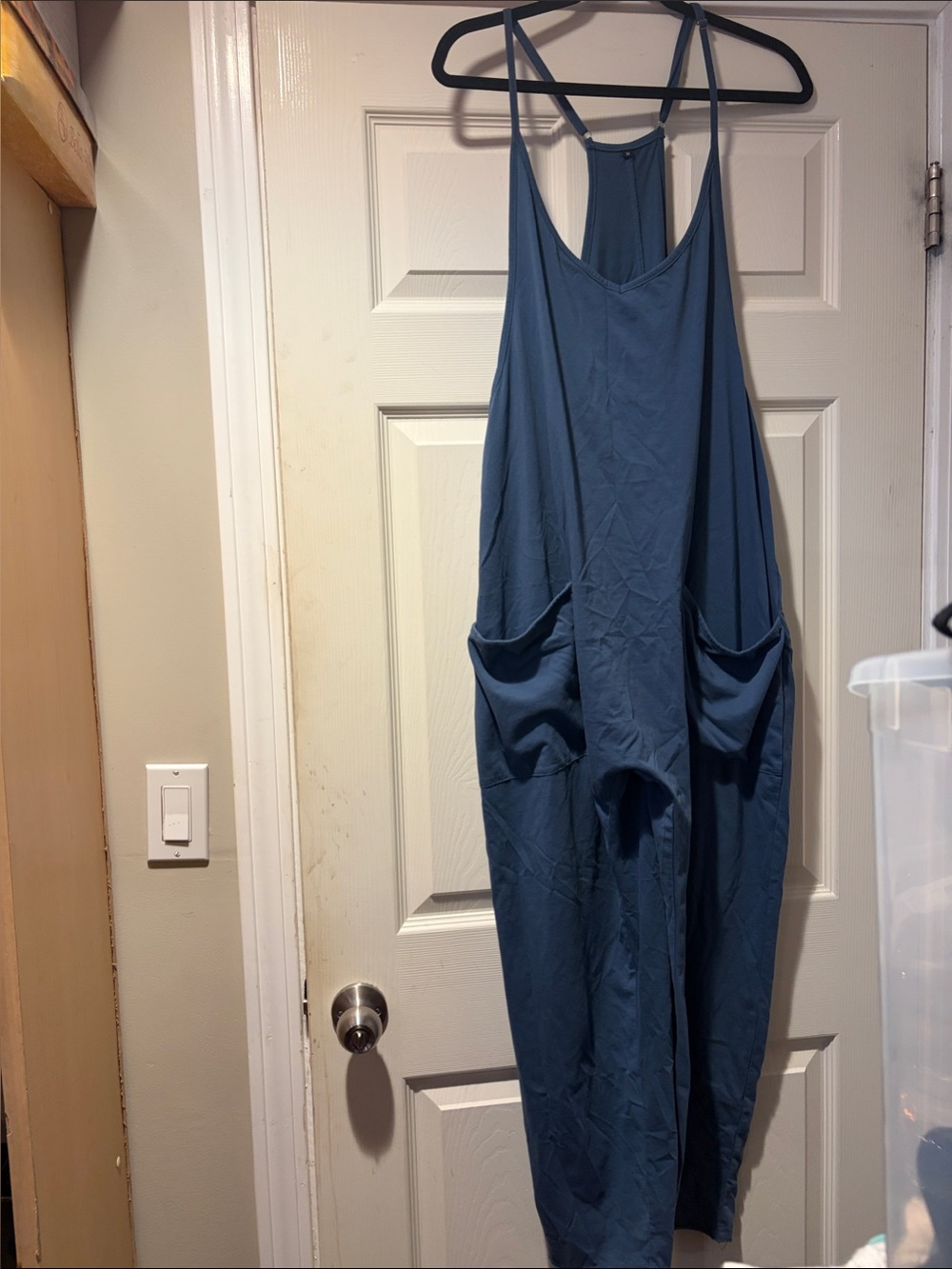 Relaxed Blue Women's Romper Jumpsuit with Side Pockets
